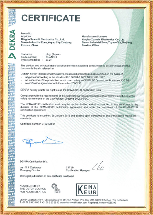 Certificado KEMA