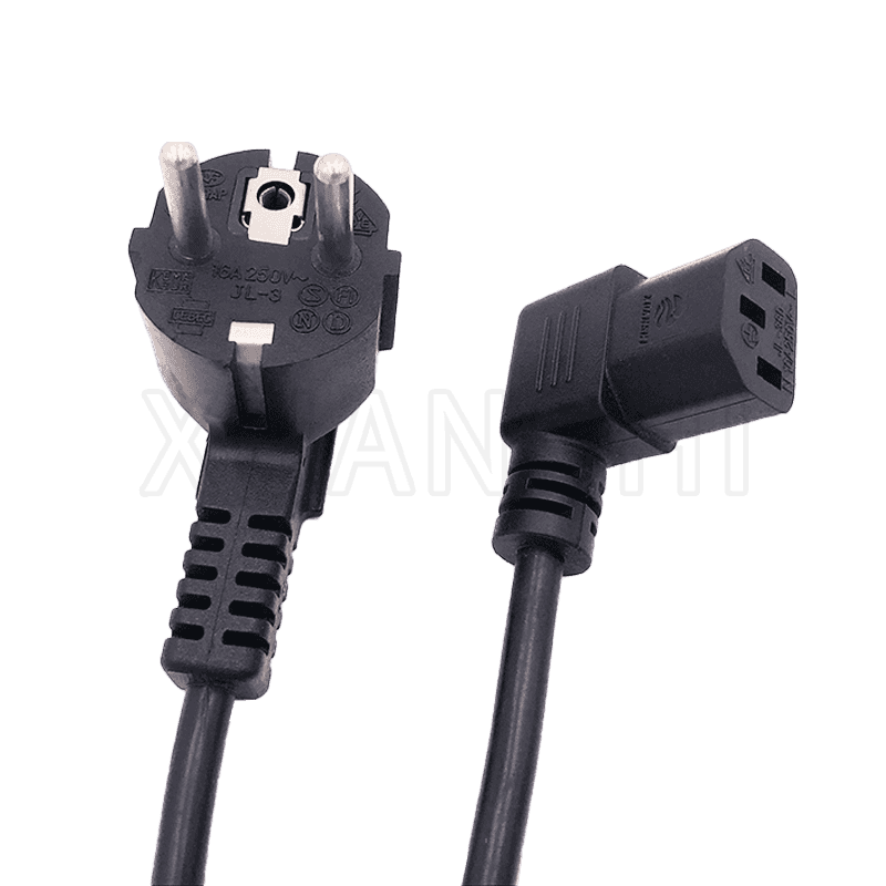 Cable de alimentación de enchufe europeo con conector C13 en ángulo recto JL-3, JL-38D