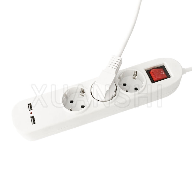 Regleta europea de 3 vías con 2 USB e interruptor JL-3,XS-XBDK30U