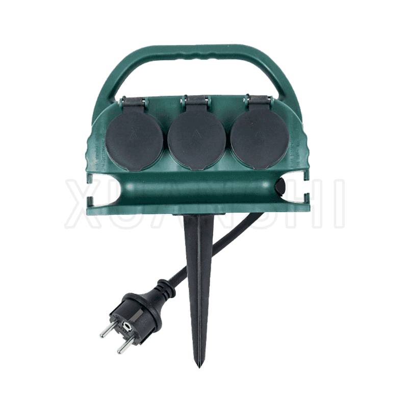 Enchufe de jardín impermeable IP44 de 6 vías europeo JL-3F, XS-XBD6