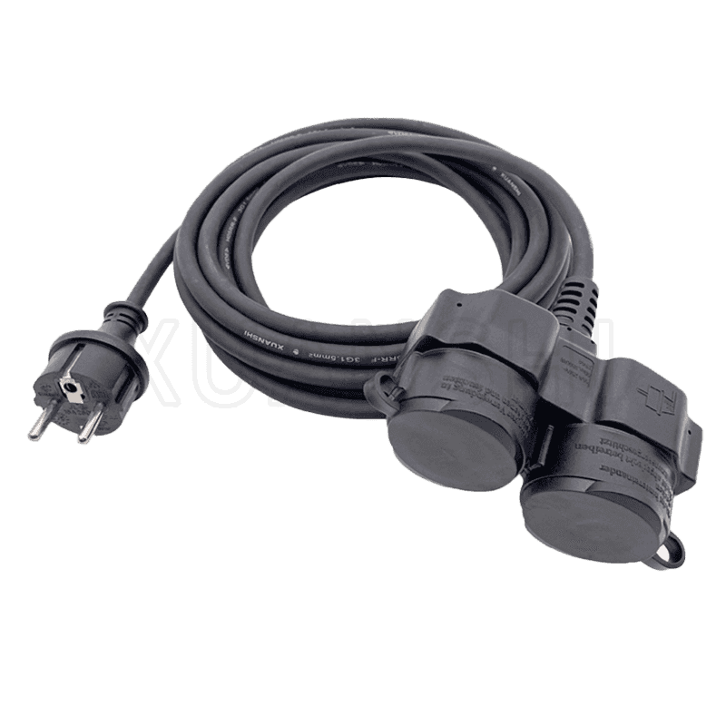 Cable de extensión de alimentación para exteriores IP44 con dos enchufes JL-3F, JL-3D